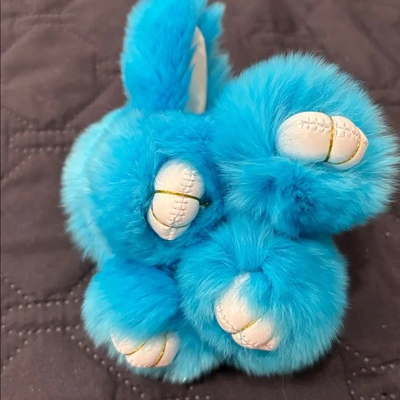 Turquoise Fluffy Bunny keychain great Easter gift - Picture 2 of 3